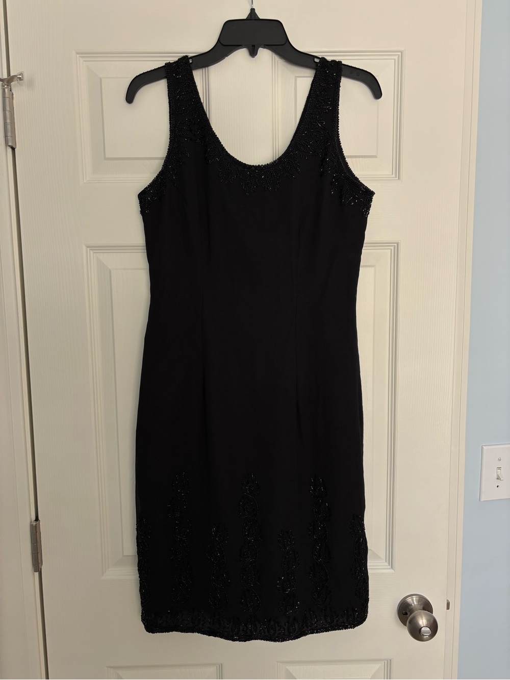 Elegant Black Beaded Sleeveless Dress